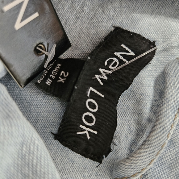 NWT Look Light Wash Blue Denim Jacket Distressed Button Down, Size 2X - Picture 9 of 9